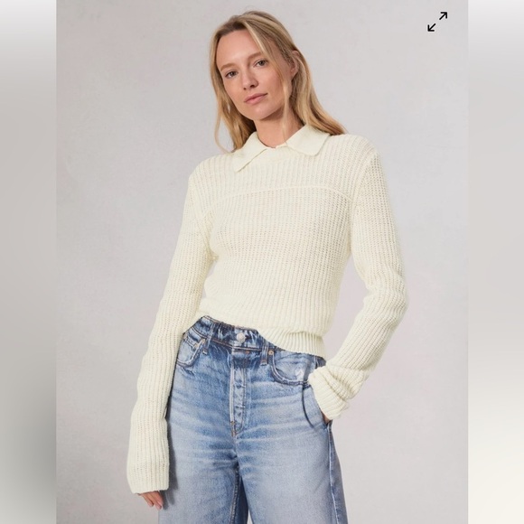 rag & bone Cream Ribbed Knit Crew Neck Sweater - Picture 4 of 12